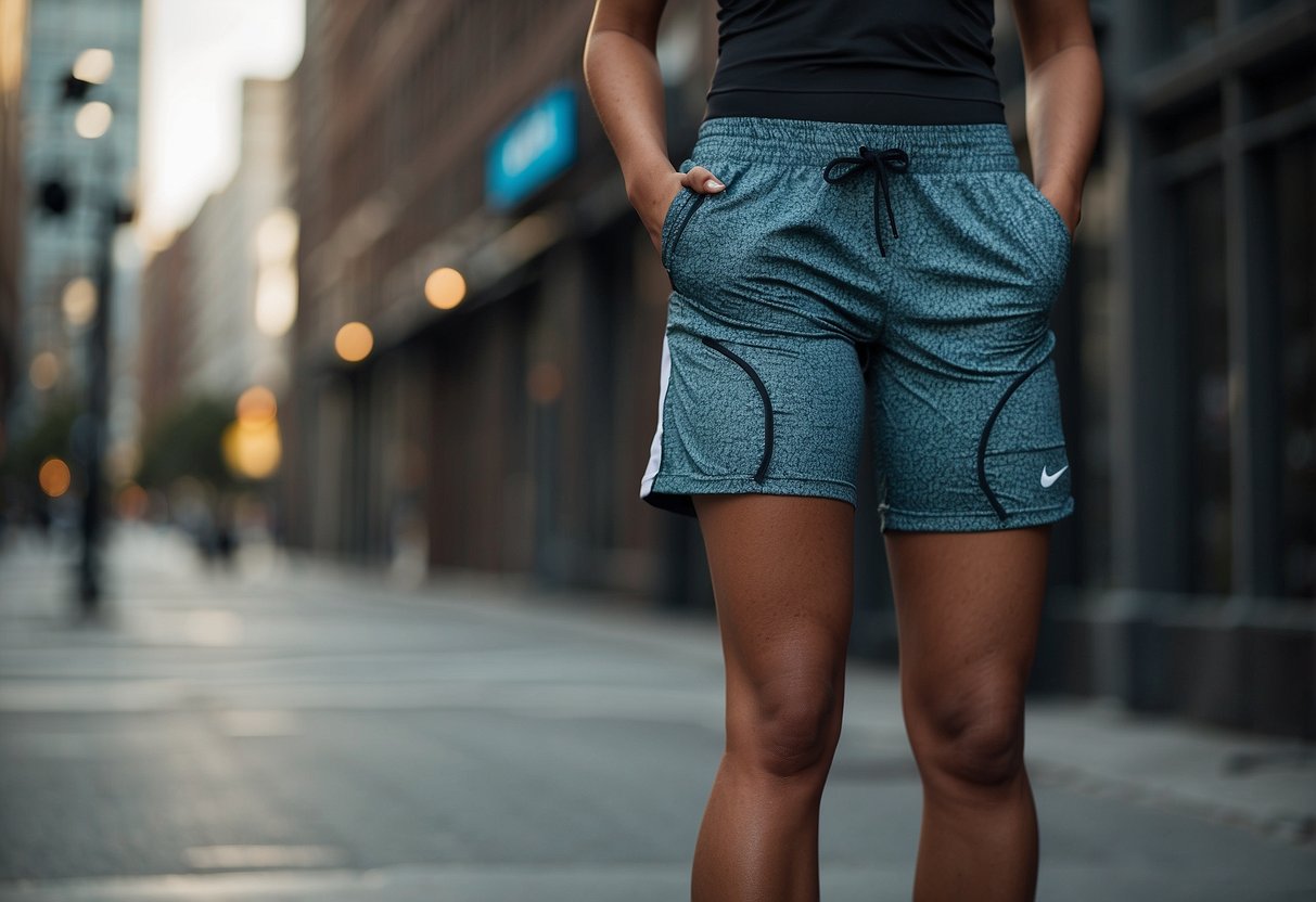 A pair of Nike Dri-FIT Flex Stride Shorts lays on a sleek urban backdrop, symbolizing the versatility of activewear transitioning from gym to street